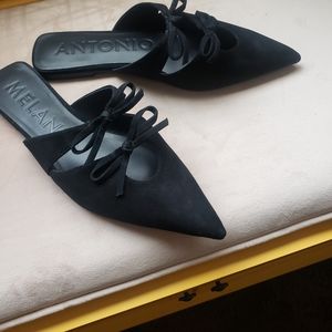 black suede mules